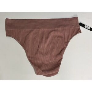 SKIMS Ribbed High-Cut Bikini Panty in Mauve